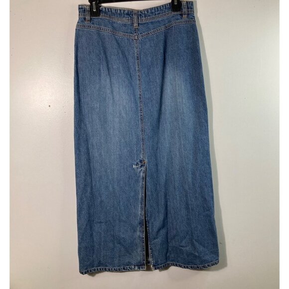 Womens Old‎ Navy Demin Midi Skirt Blue Cotton 4/29" Pockets Flaw - Picture 2 of 8